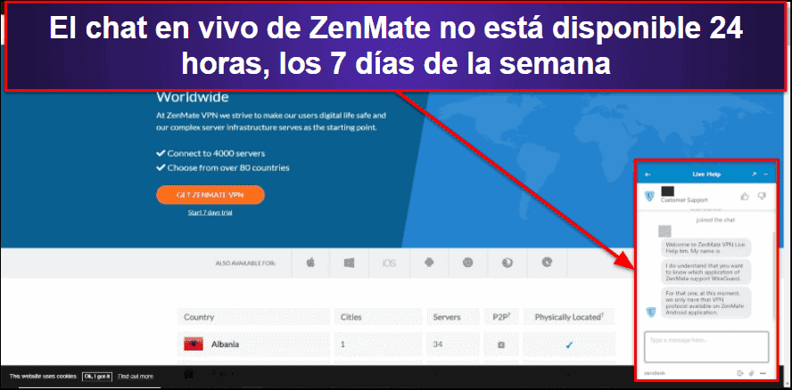 Soporte al cliente de ZenMate VPN